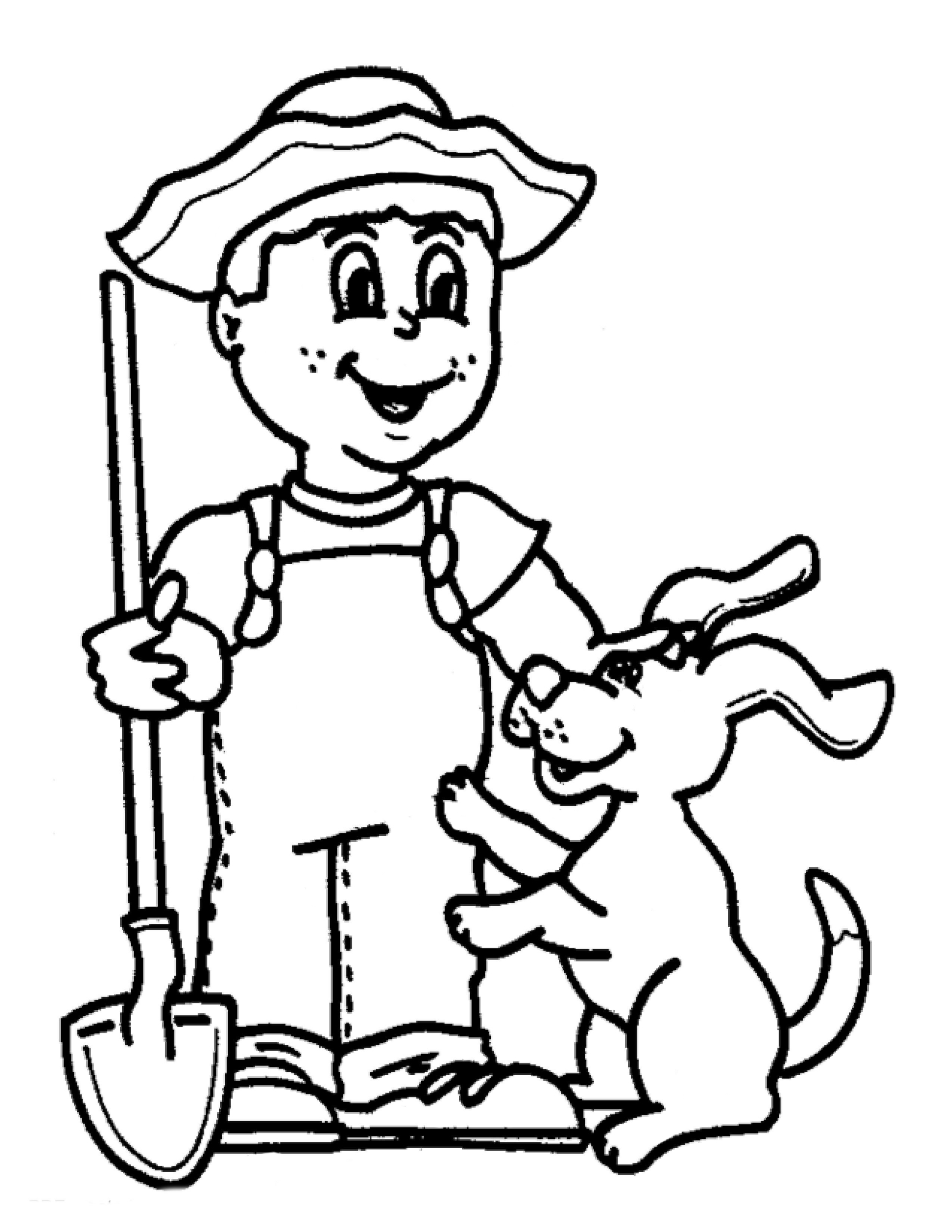 Раскраска Собака и фермер